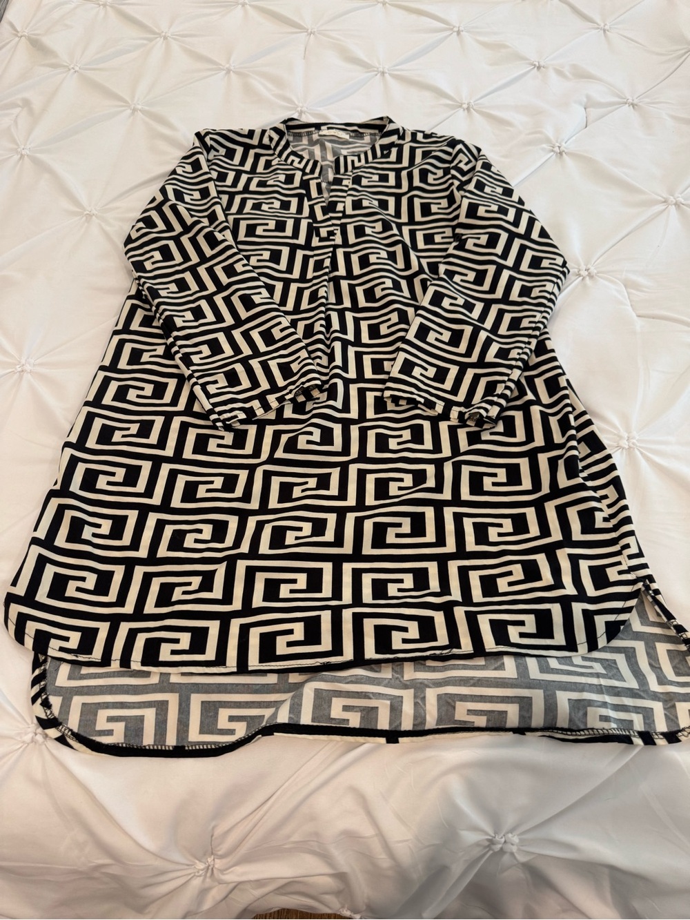 Made in Italy (PY) ❤️ Geometric Greek Key Tunic Shirt Dress M/L. - Picture 10 of 15